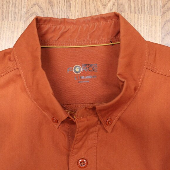 CARHARTT RELAXED FIT POLY/COTTON WORKSHIRT ORANGE Sz LARGE, L - Picture 5 of 6